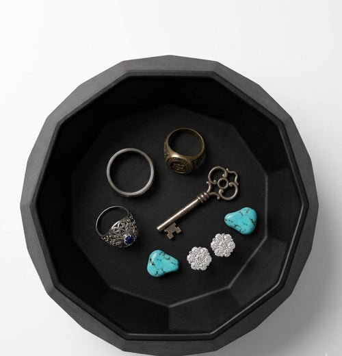 Black Catchall Bowl – Geometric Key & Accessory Dish