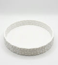 White Geometric Display Dish– Low-Profile Round Vanity & Catchall Tray